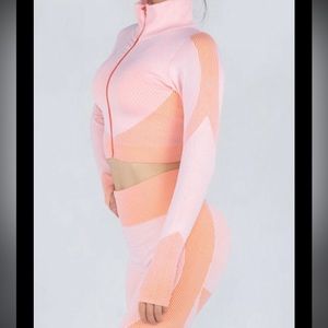 2 PC Yoga Pilates Seamless Sport Set Gym Clothing Leggings